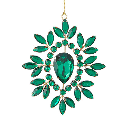 5" Green Jeweled Ornament