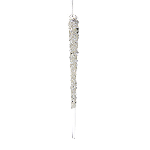 7.5" Beaded and Glittered Icicle Ornament
