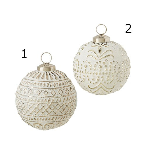 4" Whitewashed Mercury Glass Ball Ornament