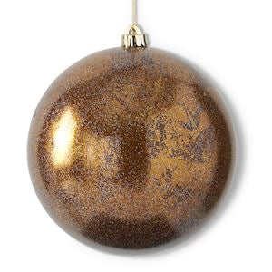 Glittered Bronze Round Gold Leaf Shatterproof Ornament