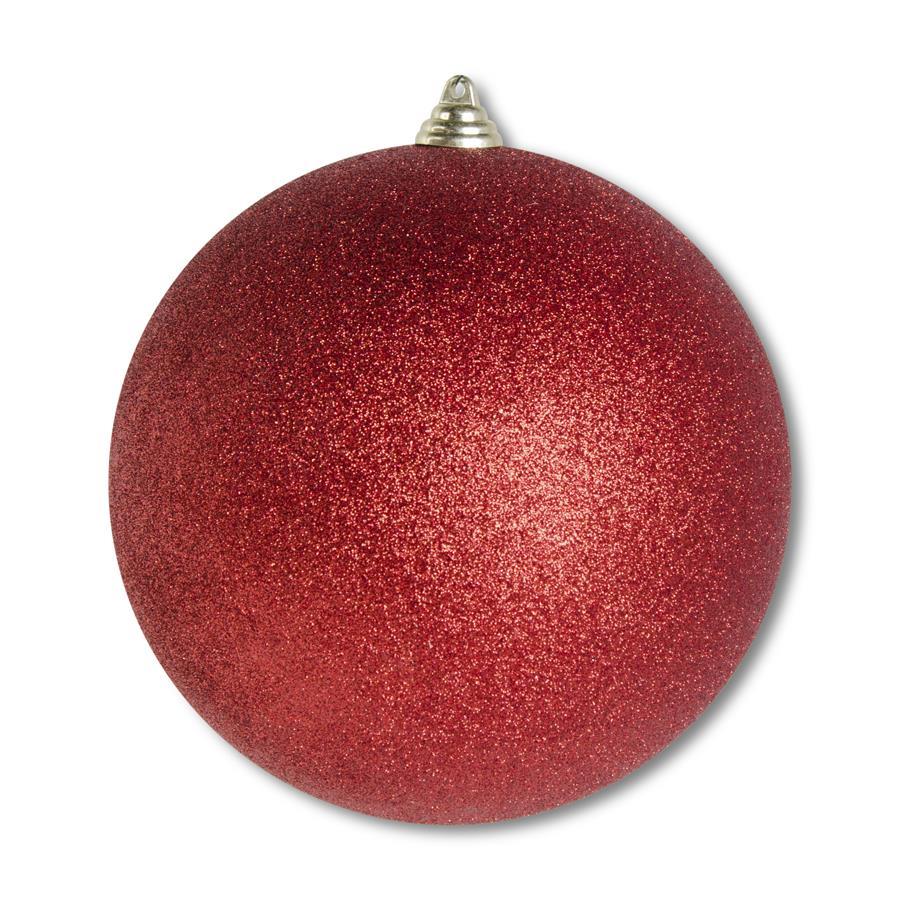 7.5" Red Glittered Shatterproof Round Ornament
