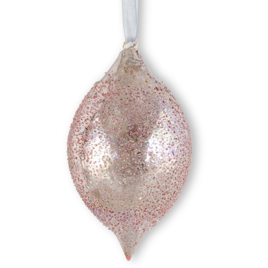 8.5" Light Pink Texture Mercury Glass Teardrop Ornament