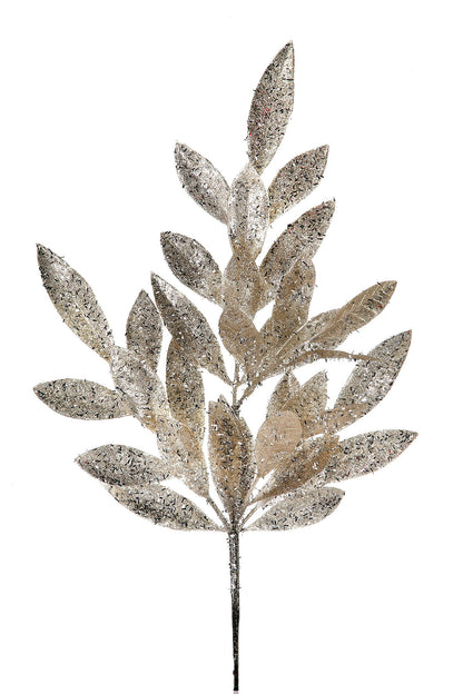 Glitter Sparkling Bay Leaf Spray