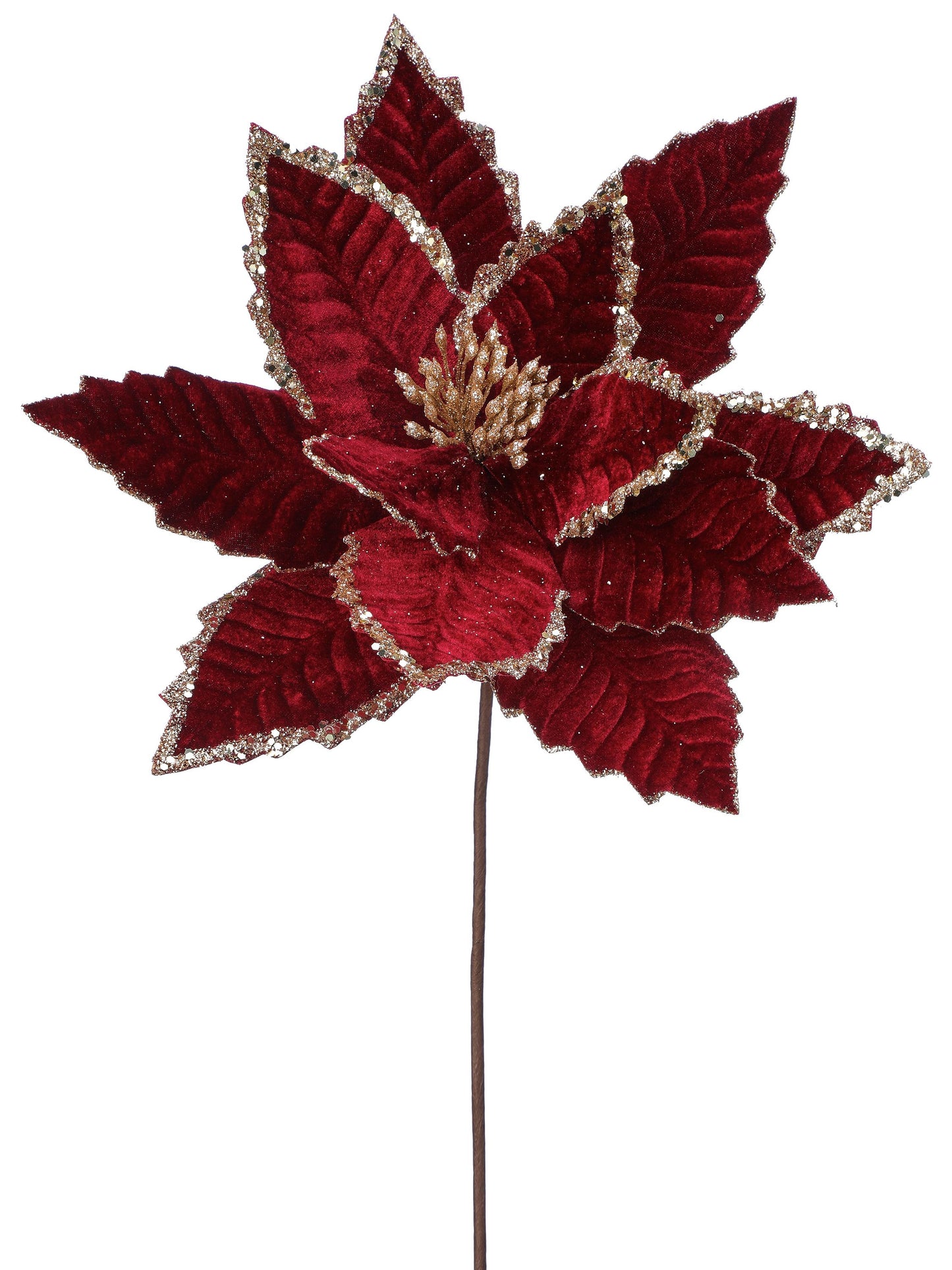 24" Bead/Sequin Edge Poinsettia Stem