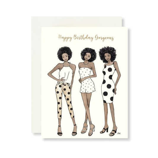 Girls Fashion Illustration Birthday Card