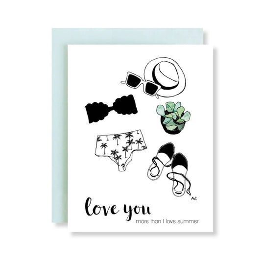 Fashion Illustration Love You Summer Card