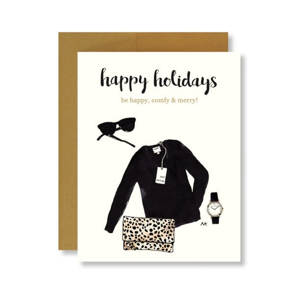 Leopard Clutch and Sweater Happy Holiday Card