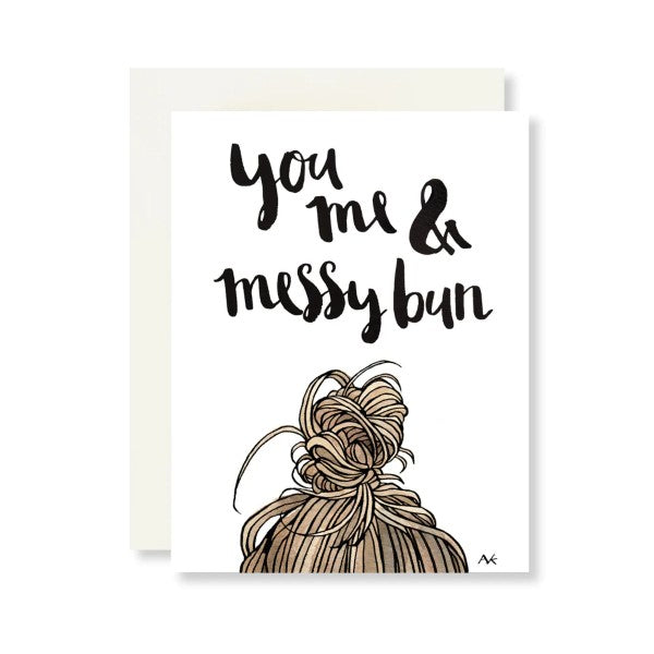 Messy Bun Fashion Illustration Friendship Card