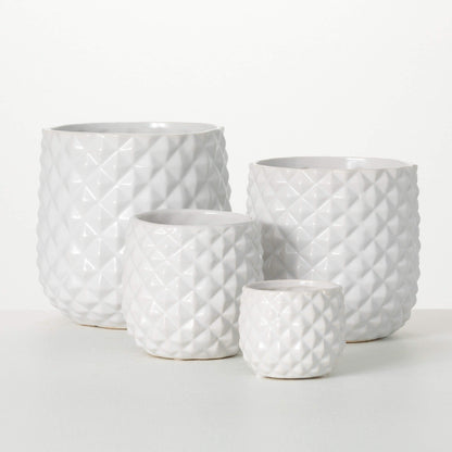 Faceted Glazed Ivory Planter