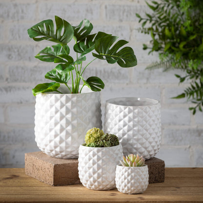 Faceted Glazed Ivory Planter