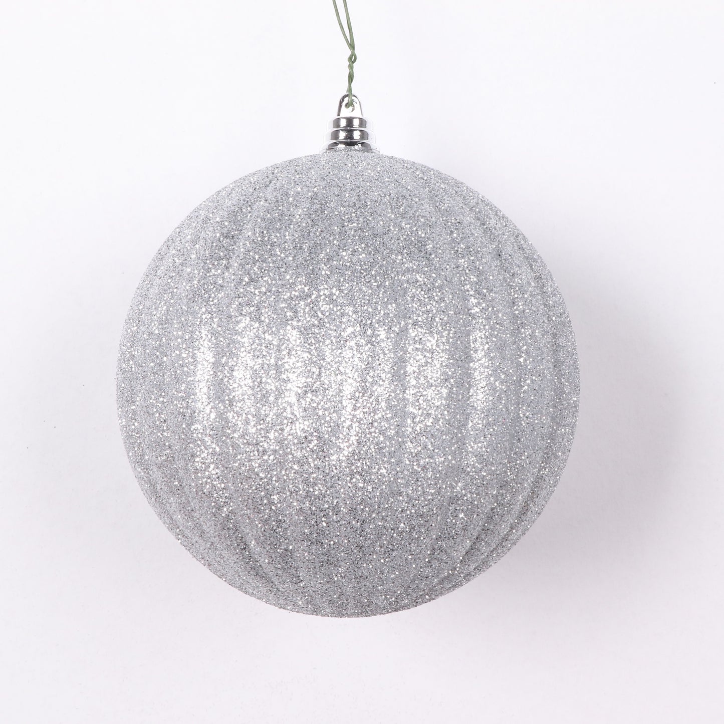 5"  Silver Glitter Pleated Ornament