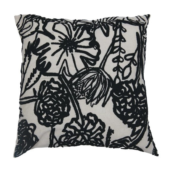 Cotton and Linen Blend Embroidered Pillow