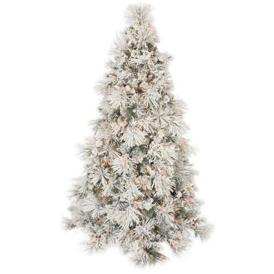9' Flocked/Lighted Pine Tree