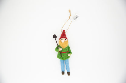 Wool Felt Gardening Gnome Ornament
