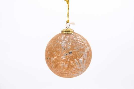 5" Round Flocked Mercury Glass Ball Ornament