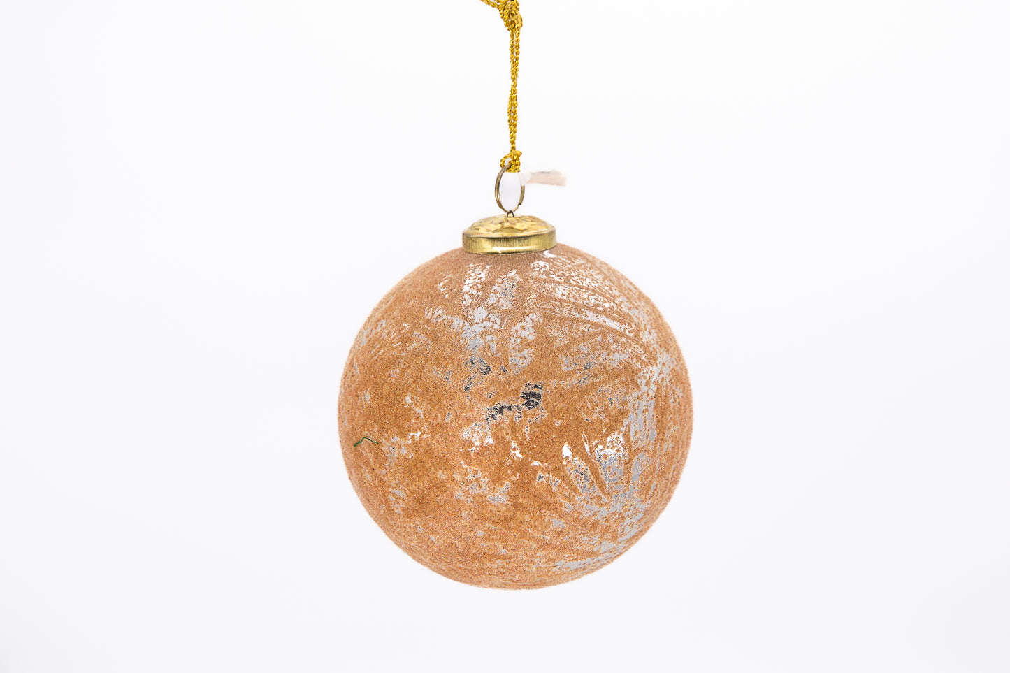 5" Round Flocked Mercury Glass Ball Ornament