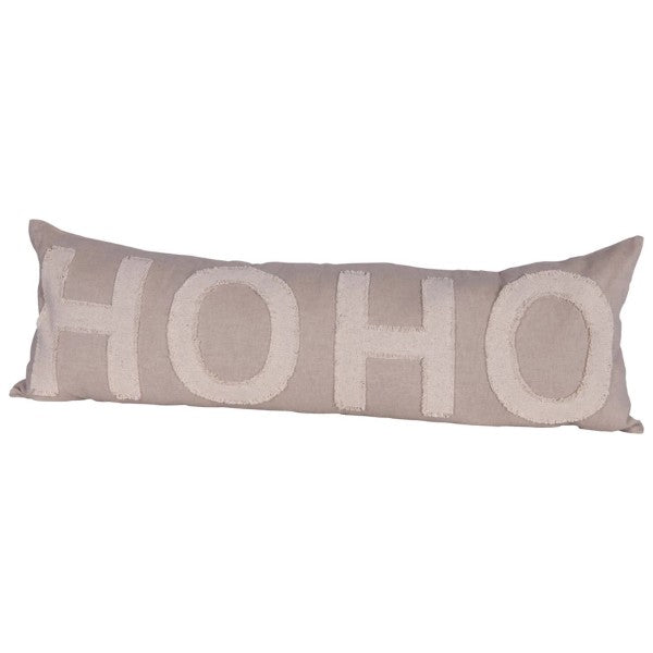 Ho Ho Appliqued Cotton Chambray Lumbar Pillow