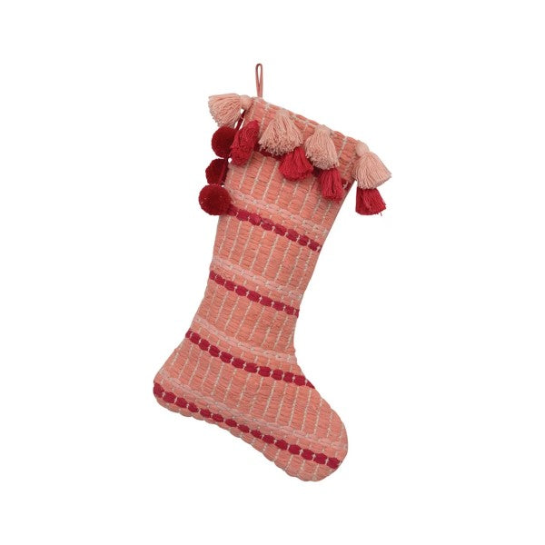 Woven Cotton Stocking with Tassels