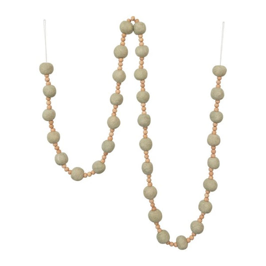 72" Wool Felt Ball Garland with Wood Beads