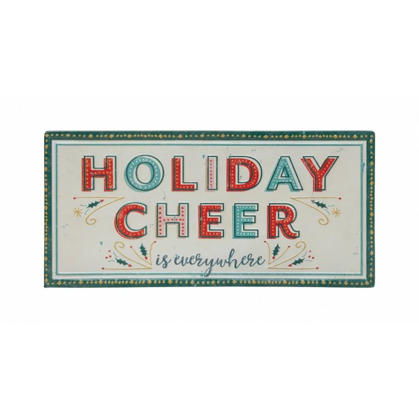 Multi color Holiday Cheer wall decor. Red, pink, and blue "Holiday Cheer is Everywhere"
